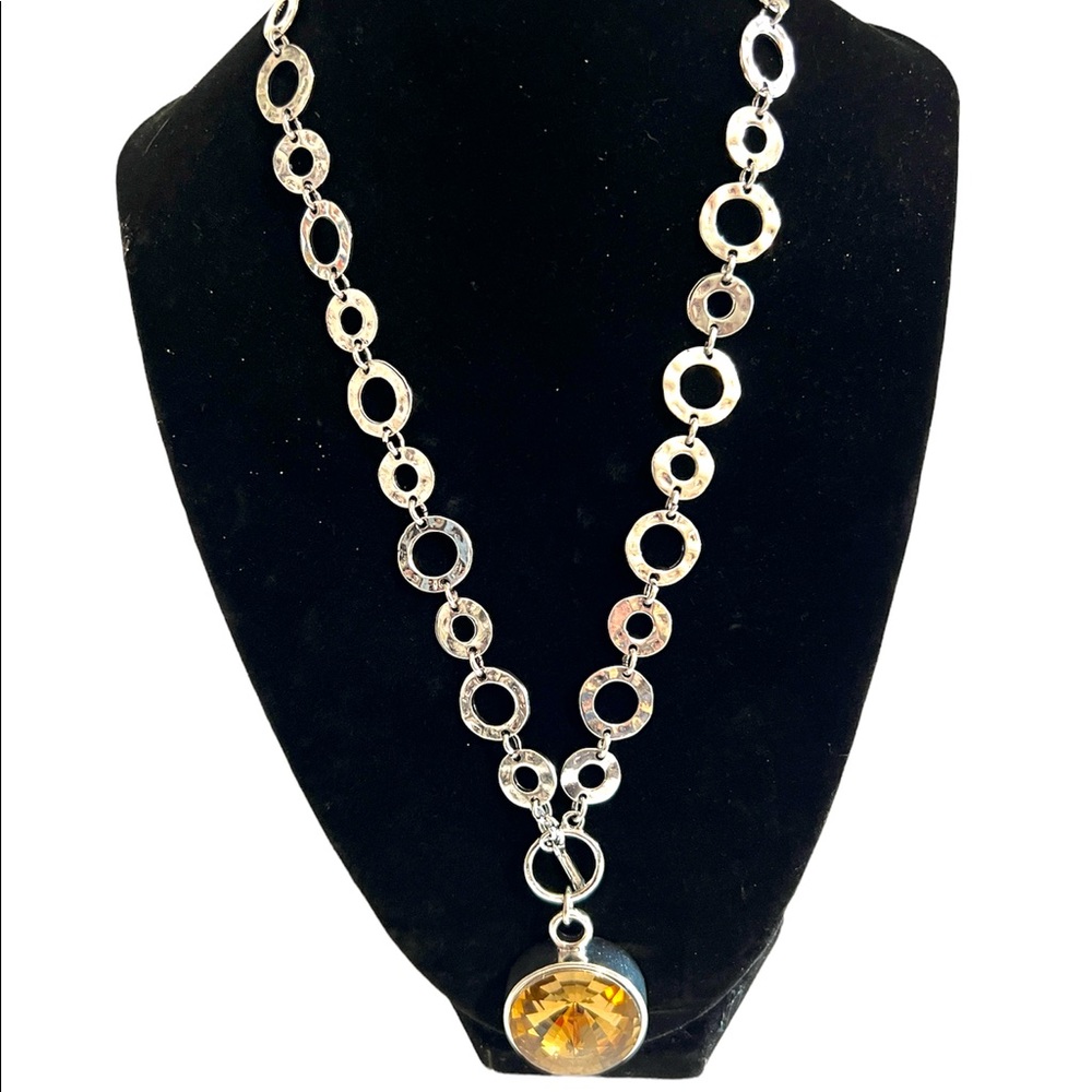 Beautiful brownish gold silver tone necklace